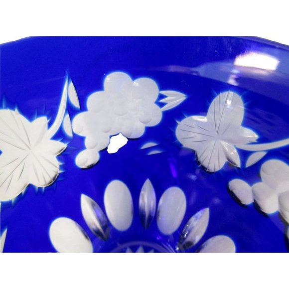 Vintage Cobalt Blue Cut to Clear Punch Cup Grape Design Nachtmann Traube EUC - Picture 5 of 12